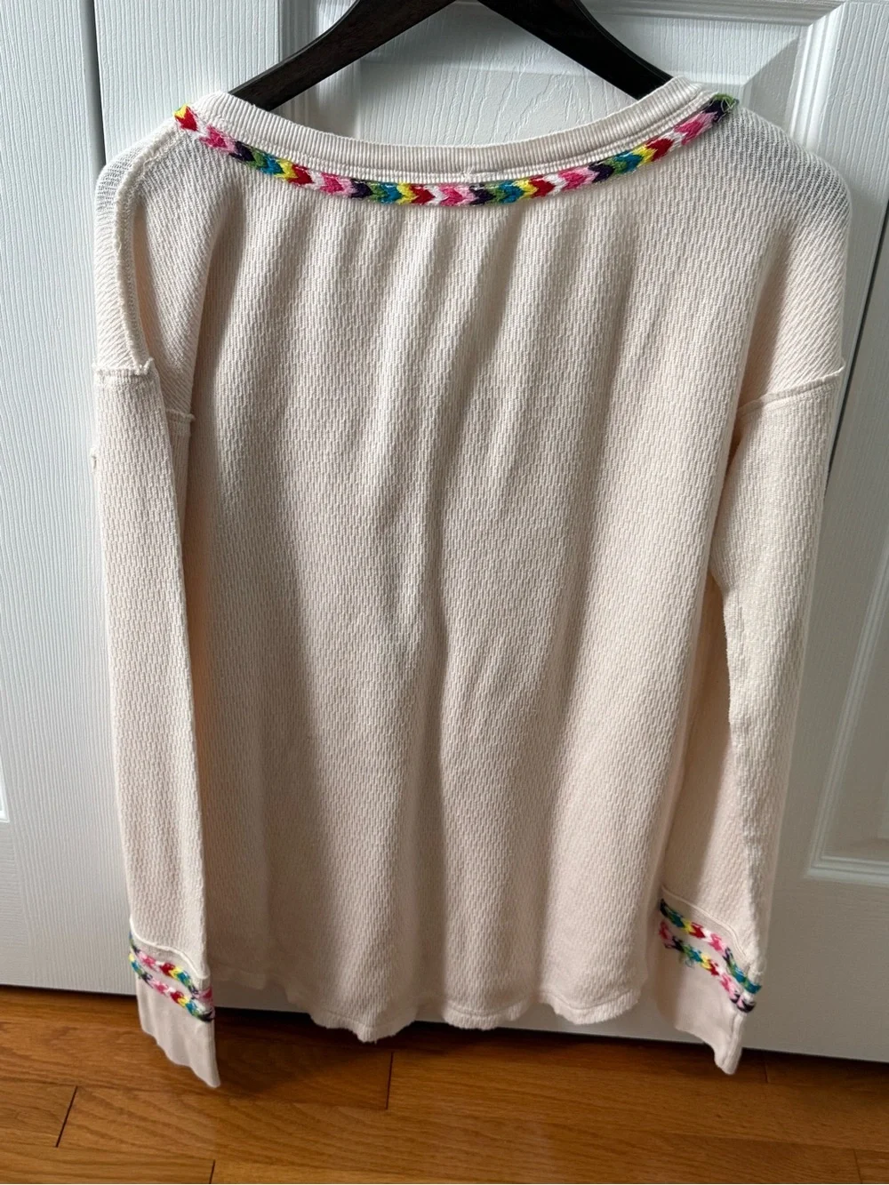 Free People Rainbow Waffle Henley in Cream